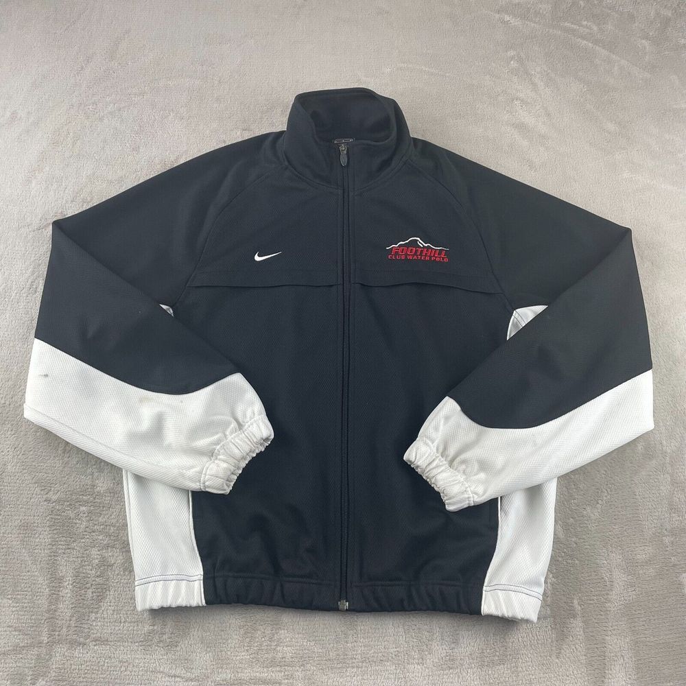 Vintage Nike‎ Jacket Men Large Black White ColorBlock Full Zip Elastic Waist Y2K